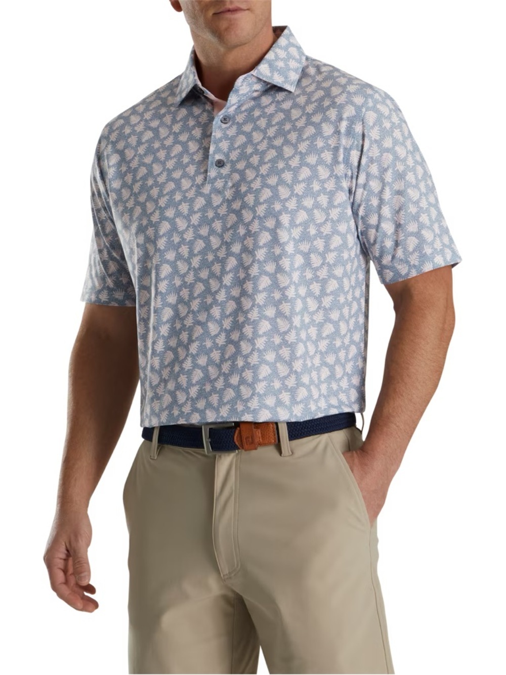 FOOTJOY Men's Shadow Palm Print Lisle Short Sleeve Polo